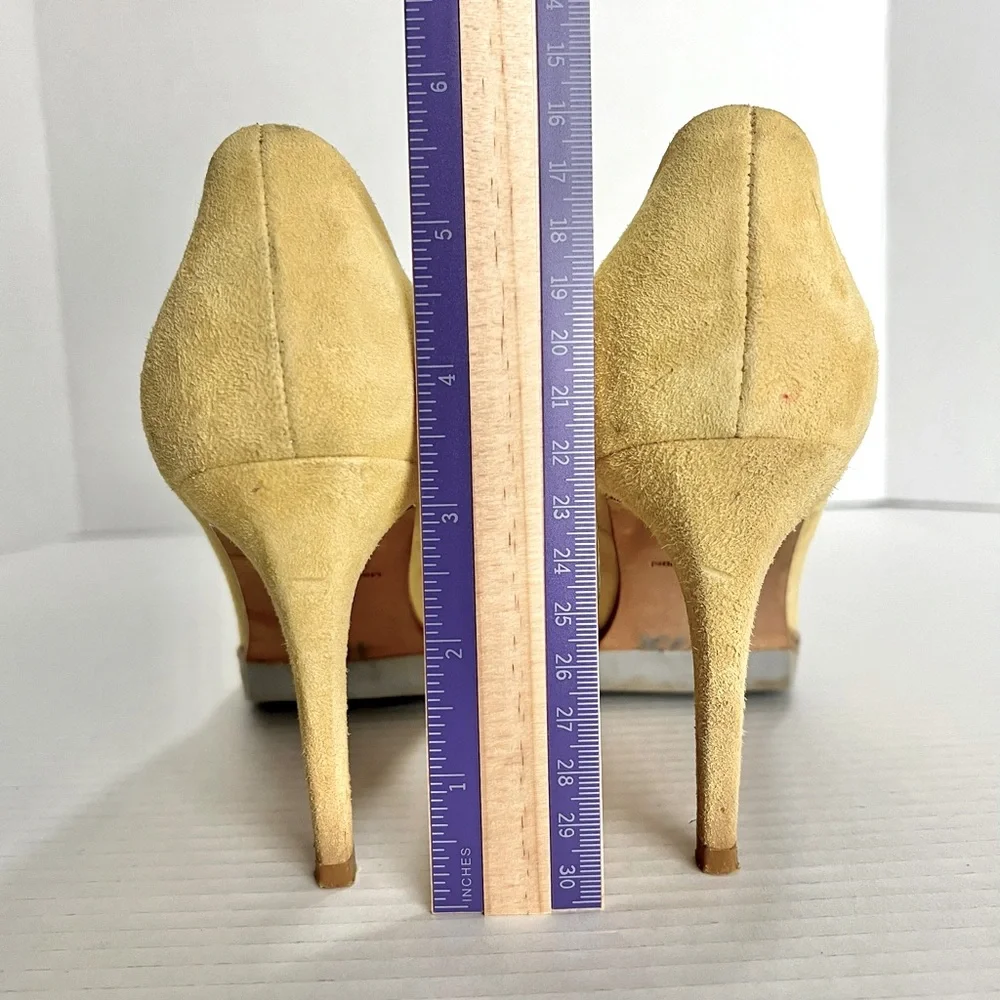 Yellow Suede Heels Made in Portugal Size 37 - US 7 Minimalist Neutral Spring